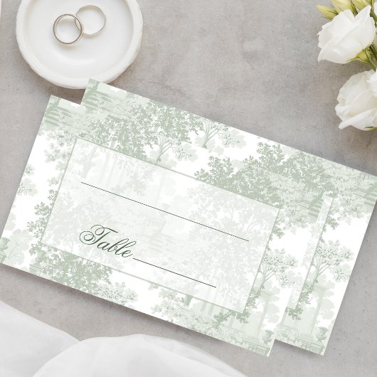 Classic Sage Green Landscape Toile Wedding Platzkarte