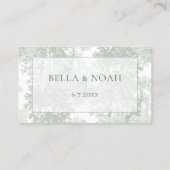 Classic Sage Green Landscape Toile Wedding Platzkarte (Rückseite)