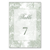 Classic Sage Green Landscape Toile Wedding Tischnummer (Vorderseite)