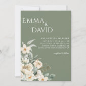Classic Sage Green mit Elfenbein-Blume Hochzeit Einladung (Vorderseite)