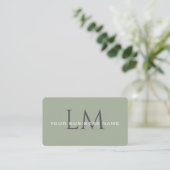Classic Sage Green Monogram Branding Visitenkarte (Stehend Vorderseite)