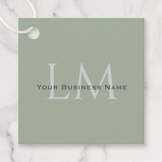Classic Sage Green Monogram Business Branding Geschenkanhänger (Vorderseite)