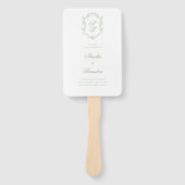 Classic Sage Green Monogram Crest Wedding Program Fächer (Vorderseite)