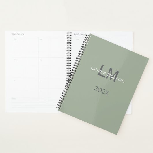 Classic Sage Green Monogram Office Planning Planer (Anzeige)