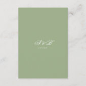 Classic Sage Green Monogram Script Wedding Details Begleitkarte (Rückseite)