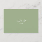 Classic Sage Green Monogram Script Wedding Details Begleitkarte (Rückseite)