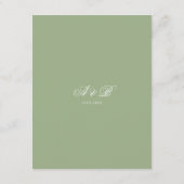 Classic Sage Green Monogram Script Wedding Details Begleitkarte (Rückseite)