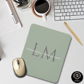 Classic Sage Green Monogram Workspace Accent Mouse Mousepad
