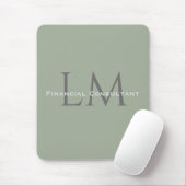 Classic Sage Green Monogram Workspace Accent Mouse Mousepad (Mit Mouse)