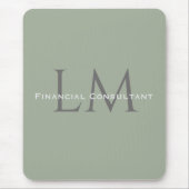 Classic Sage Green Monogram Workspace Accent Mouse Mousepad (Vorne)