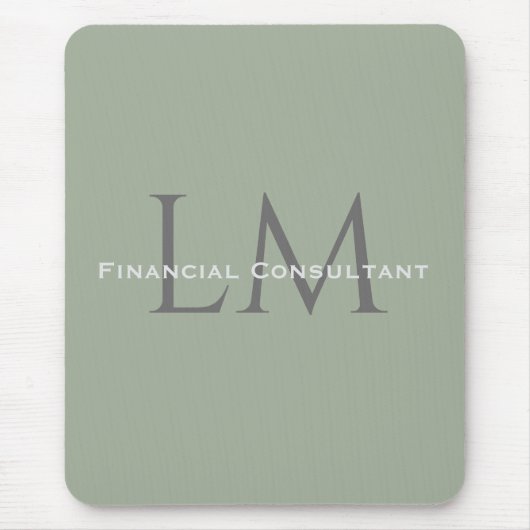 Classic Sage Green Monogram Workspace Accent Mouse Mousepad (Vorne)