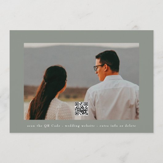 Classic Sage Green Monogram Wreath Wedding QR CODE Save The Date (Rückseite)