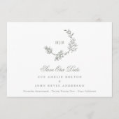 Classic Sage Green Monogram Wreath Wedding QR CODE Save The Date (Vorderseite)