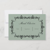 Classic Sage Green Ornately Framed Wedding RSVP Karte (Rückseite)