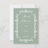Classic Sage Green Ornately Framed Wedding RSVP Karte (Rückseite)