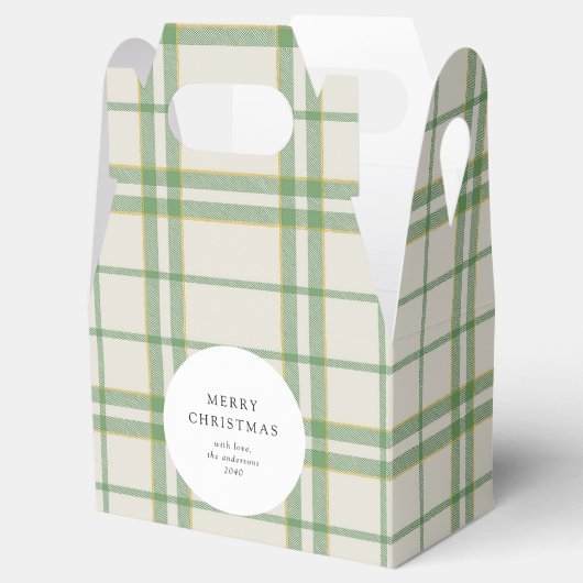 Classic Sage Green Plaid Holiday Custom Cookie Geschenkschachtel (Geöffnet)