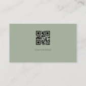 Classic Sage Green QR Code Business Branding Visitenkarte (Rückseite)