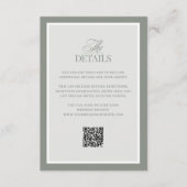Classic Sage Green | QR Code Wedding Guest Details Begleitkarte (Vorderseite)