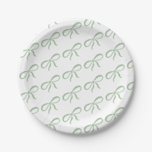 Classic Sage Green Ribbon Baby Dusche Pappteller
