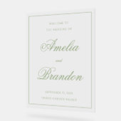 Classic Sage Green Script & Border Wedding Welcome Acrylschild (Winkel)