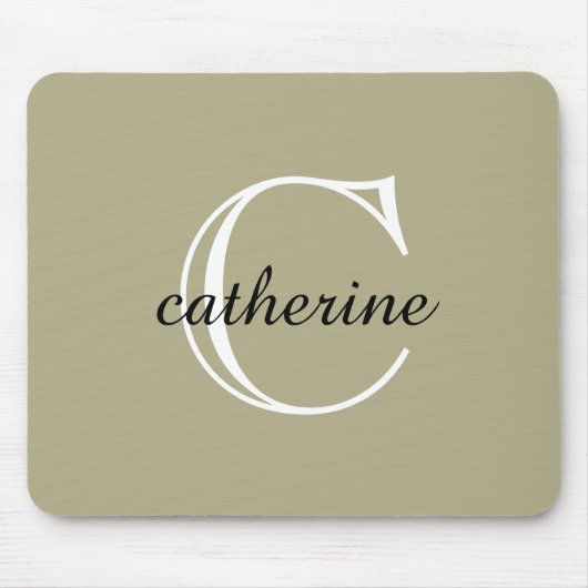 Classic Sage Green Script Monogram Mousepad (Vorne)
