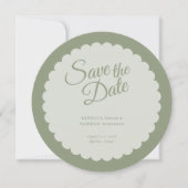 Classic Sage Green Script Scallop Wedding Foto Save The Date (Vorderseite)