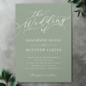 Classic Sage Green Script Wedding Einladung