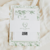 Classic Sage Green Toile Monogram Wedding Einladungsbanderole