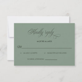 Classic Sage Green Wedding RSVP card Karte
