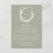 Classic Sage Green White Blumen Vintages Wappen Begleitkarte (Vorderseite)