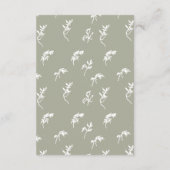 Classic Sage Green White Blumen Vintages Wappen Begleitkarte (Rückseite)