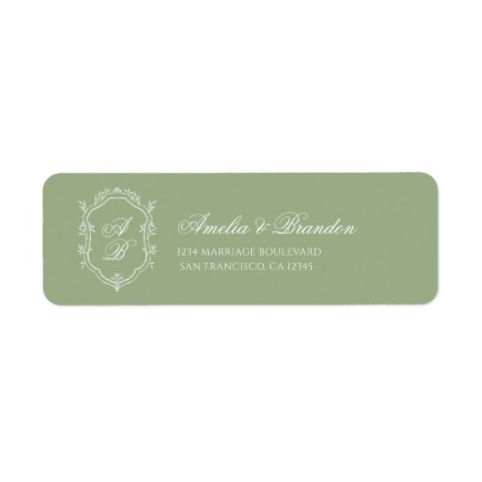 Classic Sage Green & White Monogram Crest Wedding (Vorne)