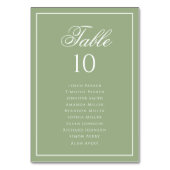 Classic Sage Green & White Wedding Seating Chart Tischnummer (Vorderseite)