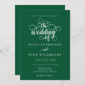 Classic Sage grün und weiß Einladung zur Hochzeit (Vorne/Hinten)