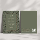 Classic Sage Monogram Elegant QR Einladung