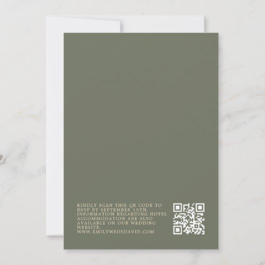 Classic Sage Monogram Elegant QR Einladung (Rückseite)