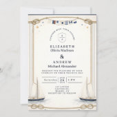 Classic Sailboat Coastal Wedding Einladung (Vorderseite)