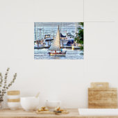 Classic Sailboat Sailing into Port Hadlock Marina Poster (Küche)
