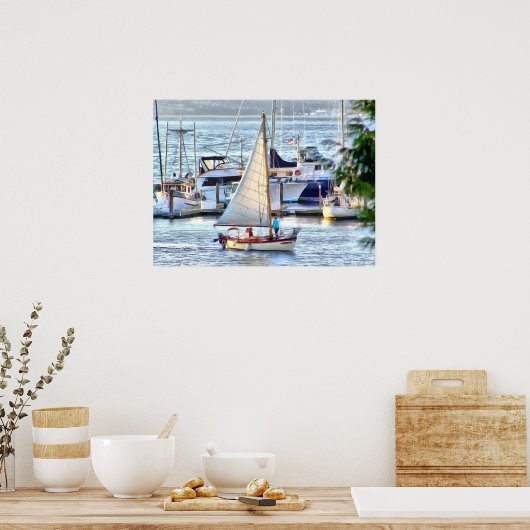Classic Sailboat Sailing into Port Hadlock Marina Poster (Küche)