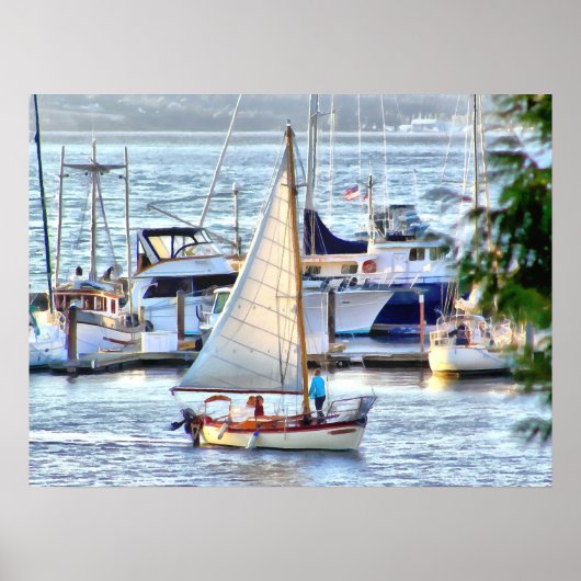 Classic Sailboat Sailing into Port Hadlock Marina Poster (Vorne)