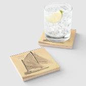 Classic Sailboat - Stone Untersetzer (Seitenansicht)