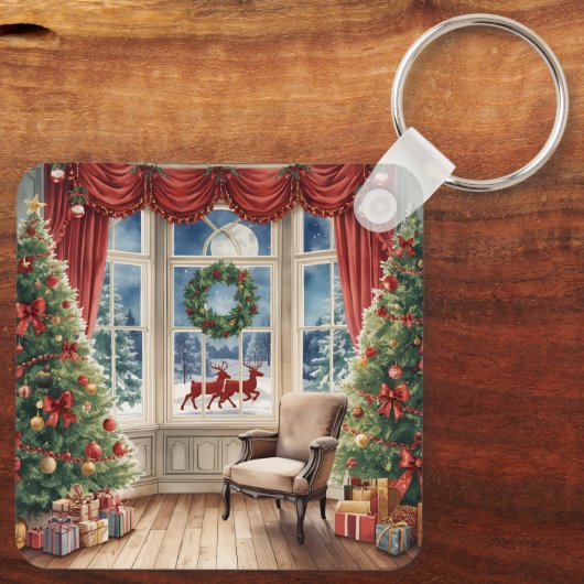 Classic Santa and Reindeer Keychain | Merry Christ Schlüsselanhänger