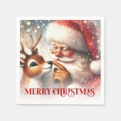 Classic Santa and Rudolph Christmas Dinner Party Serviette (Vorderseite)