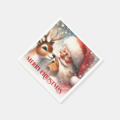 Classic Santa and Rudolph Christmas Dinner Party Serviette (Ecke)