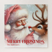 Classic Santa and Rudolph Custom Kids Holiday Gift Puzzle (Vertikal)