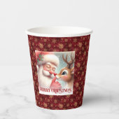 Classic Santa and Rudolph Cute Festive Christmas Pappbecher (Vorderseite)