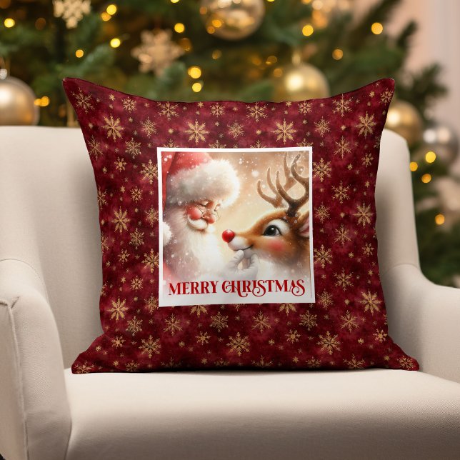 Classic Santa and Rudolph Festive Holiday Pillow  Kissen (Classic Santa and Rudolph Festive Holiday Pillow Gift

)