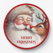 Classic Santa and Rudolph Kids Christmas Plates Pappteller (Vorderseite)