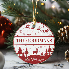 Classic Santa and Sleigh Personalisierte Weihnacht Keramik Ornament