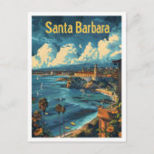 Classic Santa Barbara USA Retro Vintage Travel Postkarte (Vorderseite)
